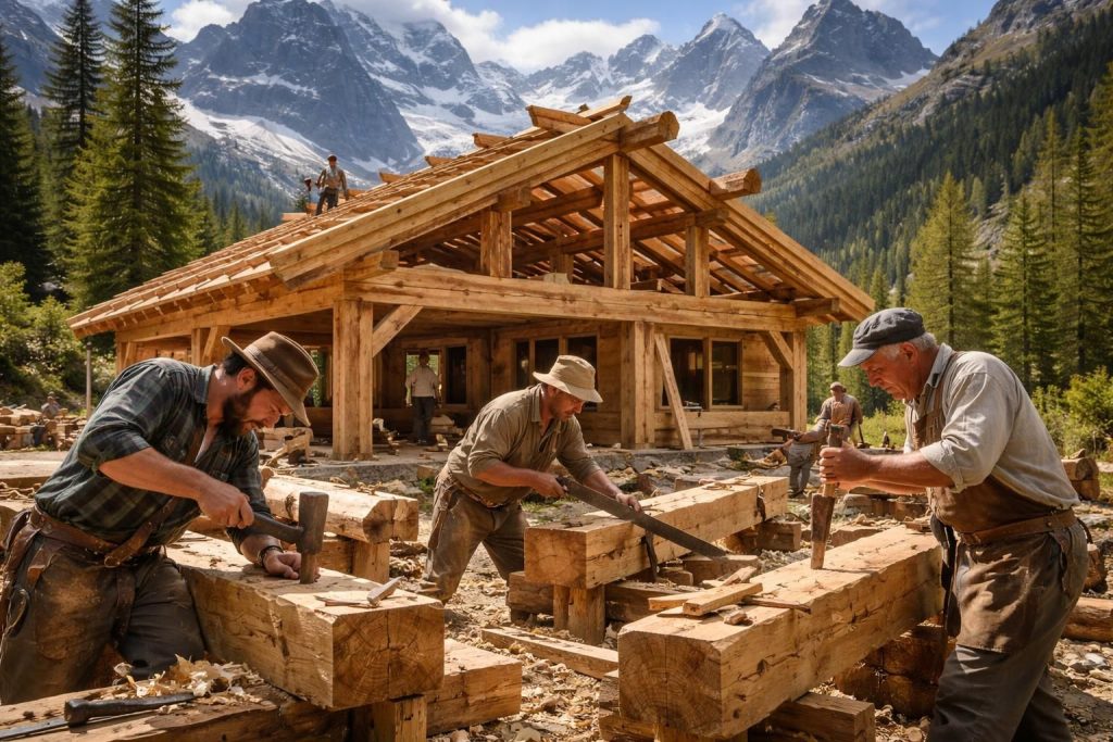 Construire un chalet dans les Écrins avec du bois de mélèze local et des techniques traditionnelles