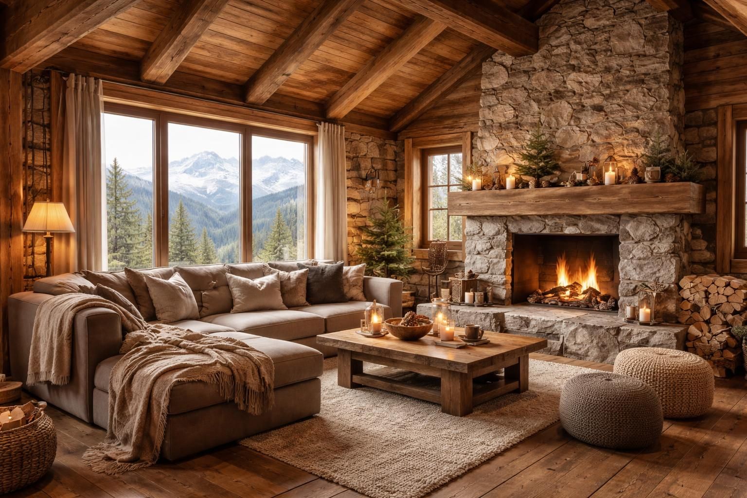 découvrez comment intégrer la beauté des paysages alpins dans votre décoration intérieure grâce à l'utilisation harmonieuse de la pierre et du bois pour un style naturel et chaleureux.